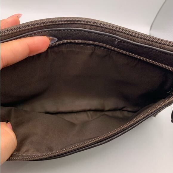 COACH Brown Double Canvas Wristlet - Picture 8 of 10